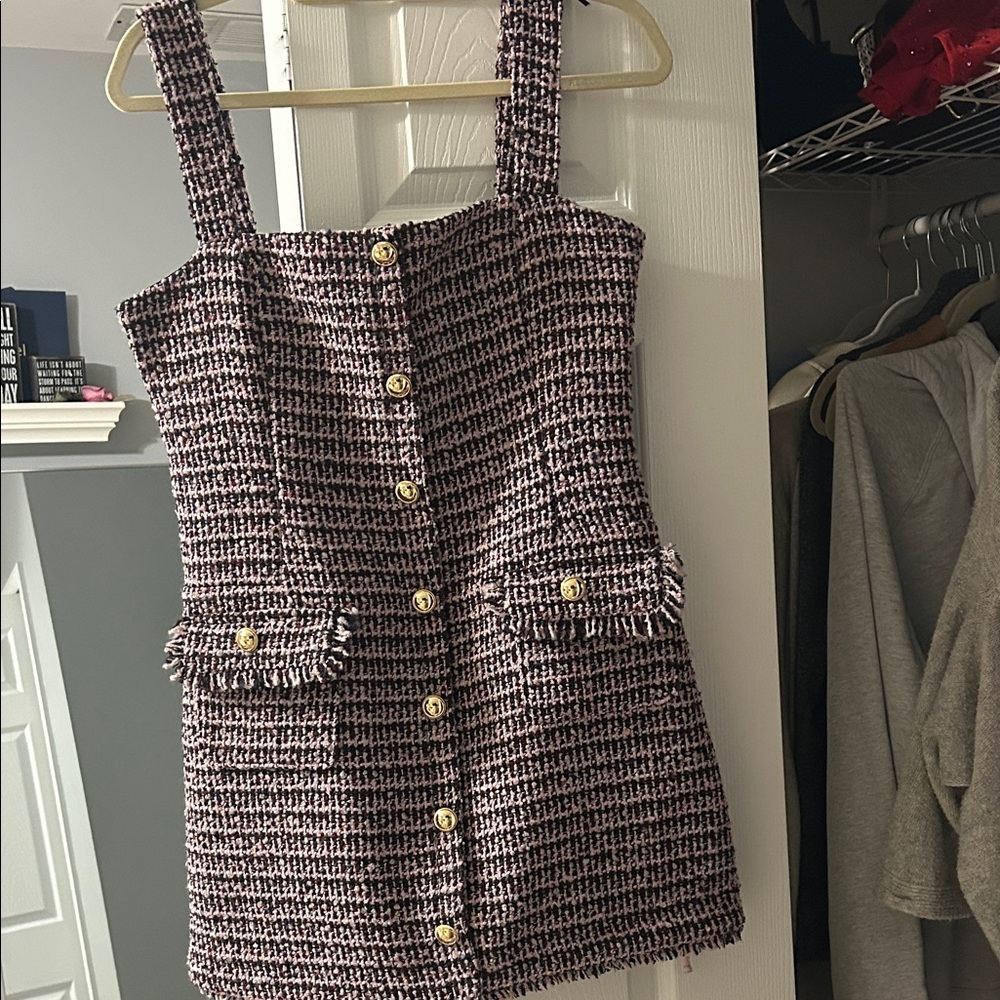 Dynamite Black and White Tweed Dress